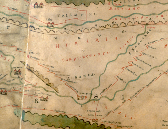 Peutinger table detail of Iberia and Albania, from peutinger.atlantides.org